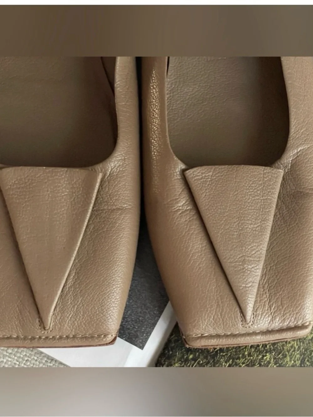 Jil Sander Beige Square-Toe Leather Flats